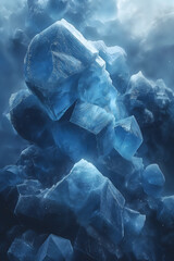 Obraz premium Digital vintage painting Abstract geometric blue