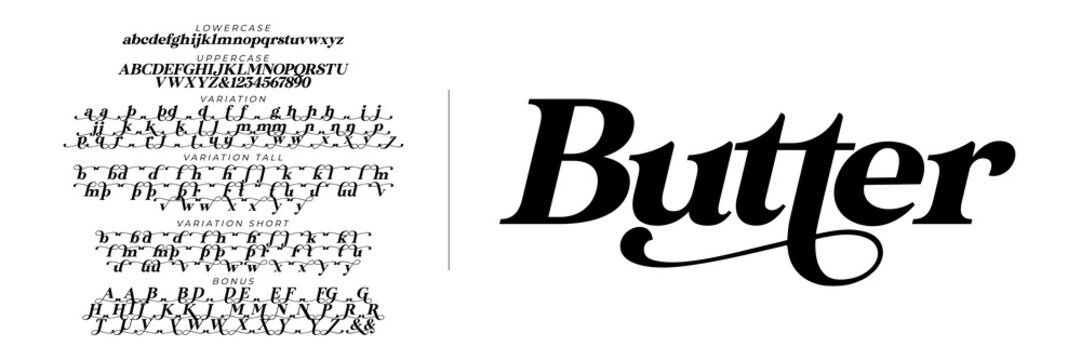 Naklejki Elegant IItalic Font Uppercase Lowercase and Number. Classic Lettering Minimal Fashion Designs. Typography modern serif fonts regular decorative vintage concept. vector illustration