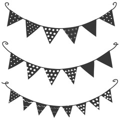 Silhouette Retro bunting party flag black color