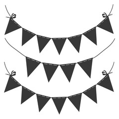 Silhouette Retro bunting party flag black color