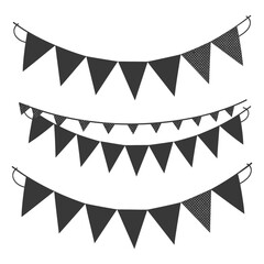 Silhouette Retro bunting party flag black color
