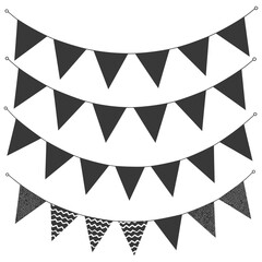 Silhouette Retro bunting party flag black color
