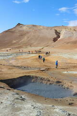 View of Hverir Geothermal Area, Lake Myvatn District, Iceland 