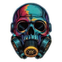 Detailed Illustration skull Head wearing a gas mask Sticker Art