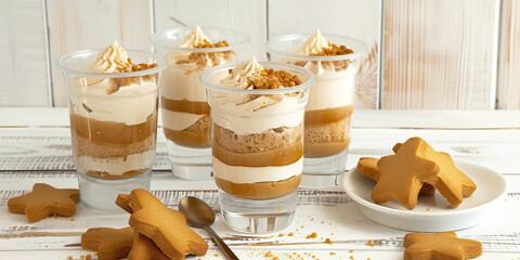 Dessert with caramel and cream in a glass
