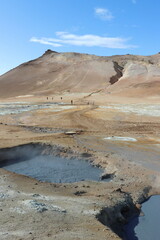 View of Hverir Geothermal Area, Lake Myvatn District, Iceland 