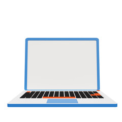 Laptop screen is blank. 3D illustration