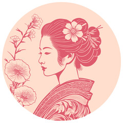 Japanese woman, geisha, vector illustration