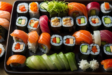 A set of various delicious sushi