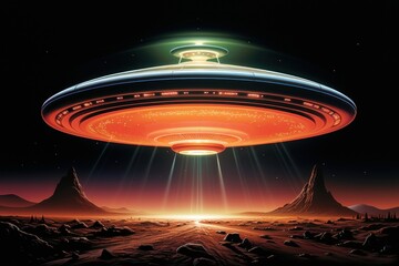 UFO astronomy night space. - obrazy, fototapety, plakaty