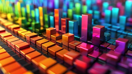 Obraz premium Data Grid: A 3D vector illustration of a grid filled with colorful charts and graphs