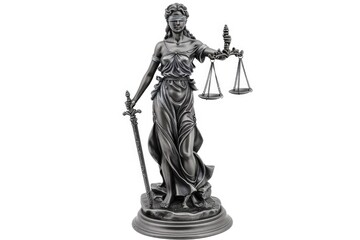 Fototapeta premium Repetitive images of Statue of Justice isolated on white background.