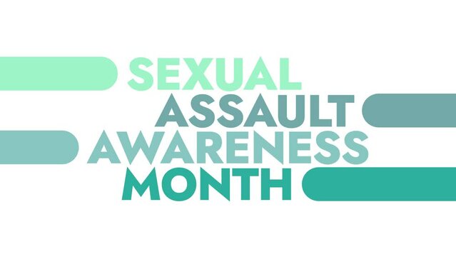 Sexual Assault Awareness Month colorful motion graphics seamlessly loopable text animation on a white background great for sexual assault awareness month for april