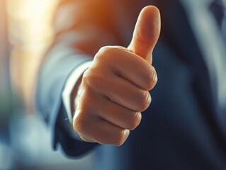Business people give thumbs up