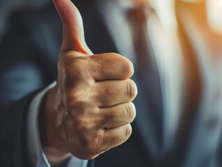 Business people give thumbs up