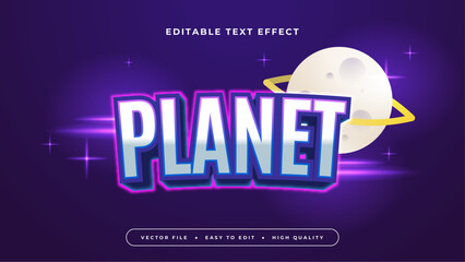 Blue white and purple violet planet 3d editable text effect - font style