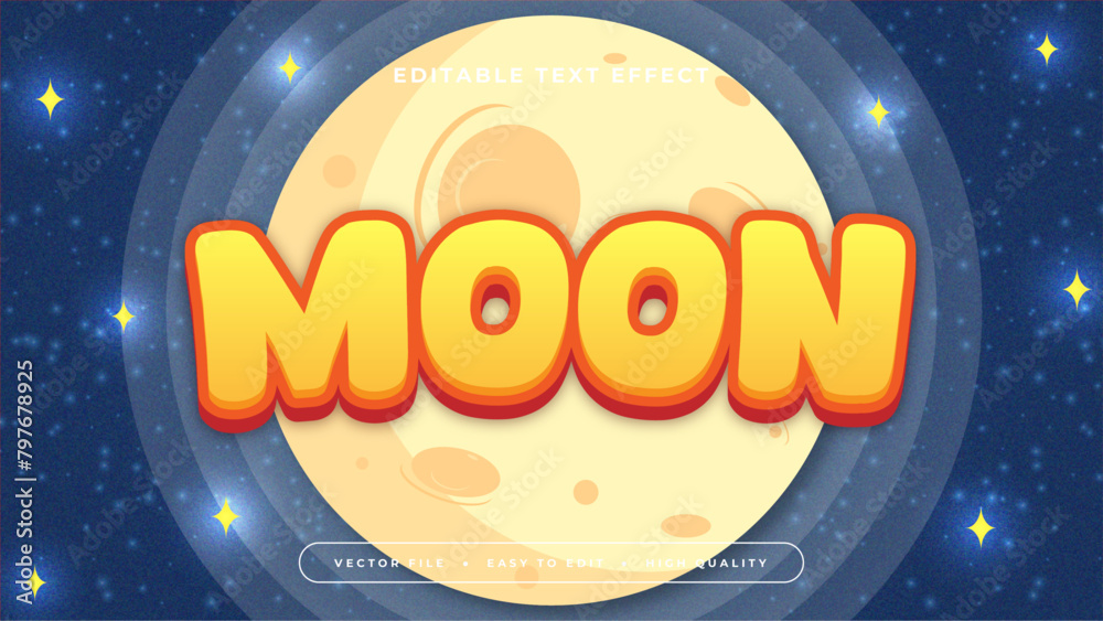 Wall mural Orange yellow and blue moon 3d editable text effect - font style