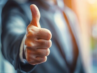 Business people give thumbs up