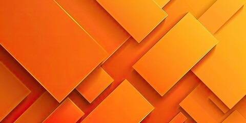 A bright orange background with squares of different sizes. The squares are arranged in a way that creates a sense of depth and movement. Scene is energetic and dynamic