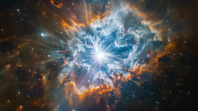 Closeup of a newly formed neutron star the dense and powerful core of the former star shining brightly against the dark backdrop of space. .