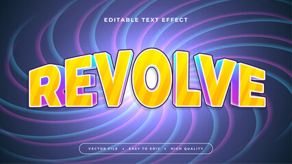 Blue yellow and purple violet revolve 3d editable text effect - font style