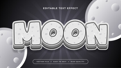 Gray grey white and black moon 3d editable text effect - font style © QalamVision