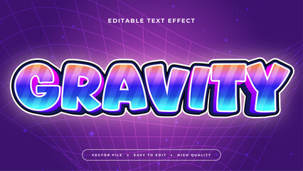 Blue white and purple violet gravity 3d editable text effect - font style