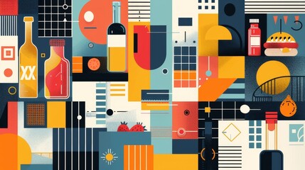 Grid System: A vector illustration of a grid system overlay on a packaging design - obrazy, fototapety, plakaty