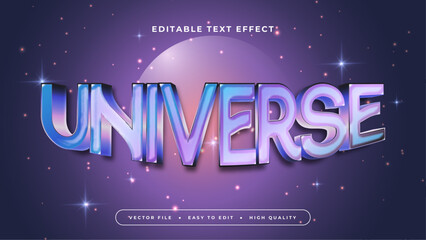 White purple violet and blue universe 3d editable text effect - font style