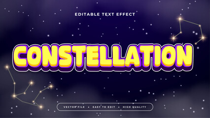 Yellow blue and purple violet constellation 3d editable text effect - font style © QalamVision