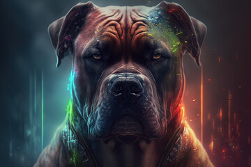 Cyberpunk style bulldog portrait