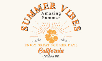 Summer Vibes Amazing Summer Enjoy great summer times Typography slogan, t-shirt graphics, print, poster, banner, flyer, postcard
