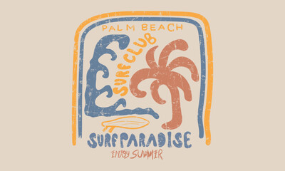 Summer Paradise Palm Beach Surf Club Typography slogan, t-shirt graphics, print, poster, banner, flyer, postcard - obrazy, fototapety, plakaty