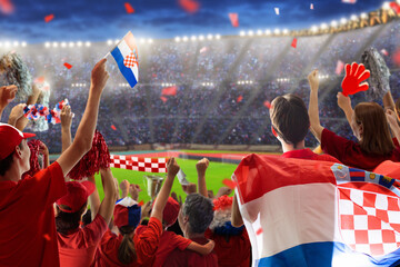 Croatia football team supporter on stadium.