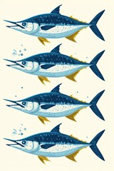 flat illustration of blue marlin fish with calming colors
