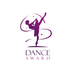 Vector woman in ballet design logo illustration