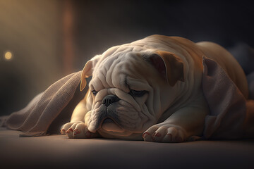 Bulldog dog sleeping