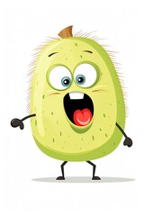 A funny kiwi, cartoon character on a white background.