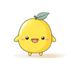 A cute and friendly lemon character. The lemon is smiling and has a happy expression on its face.