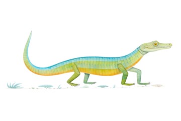 Obraz premium A drawing watercolor of Gharial A fisheating crocodile with a distinctive long snout, native to the Indian Subcontinent