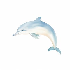 Fototapeta premium dolphin, playful dolphin cartoon drawing on isolated white background, water color style,