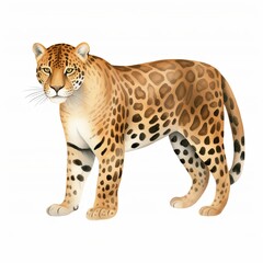 jaguar, elusive jaguar cartoon drawing on isolated white background, water color style,