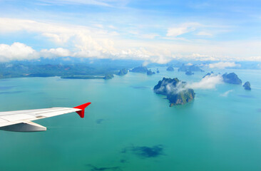 Phang nga bay view from the air plane in Thailand	