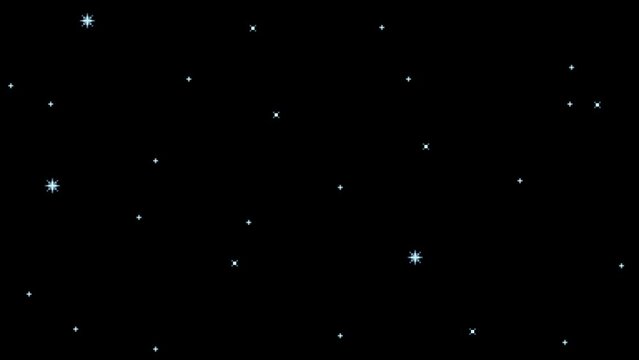 Animated pixel art space background. Glowing stars moving vertically seamless looping animation. Retro video game open space concept. 4K motion design.