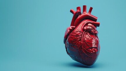 Stylized human heart with visible veins and arteries, symbolizing medical neuron connection.