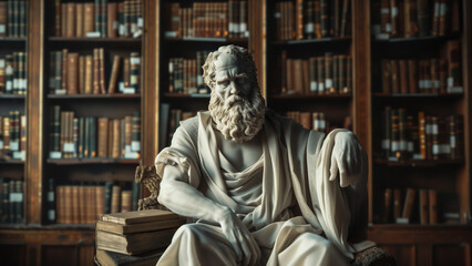 Stoic Silence: The Philosopher’s Statue in the Library