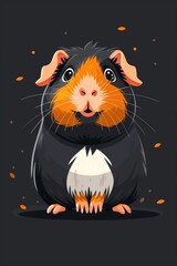 flat illustration of guinea pig with calming colors