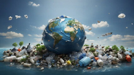 Earth vs plastic; Earth day concept