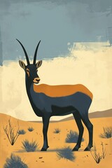flat illustration of ibex with calming colors