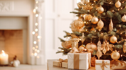 White Christmas tree decoration for the English country cottage, home decor, house in the countryside and holiday celebration inspiration